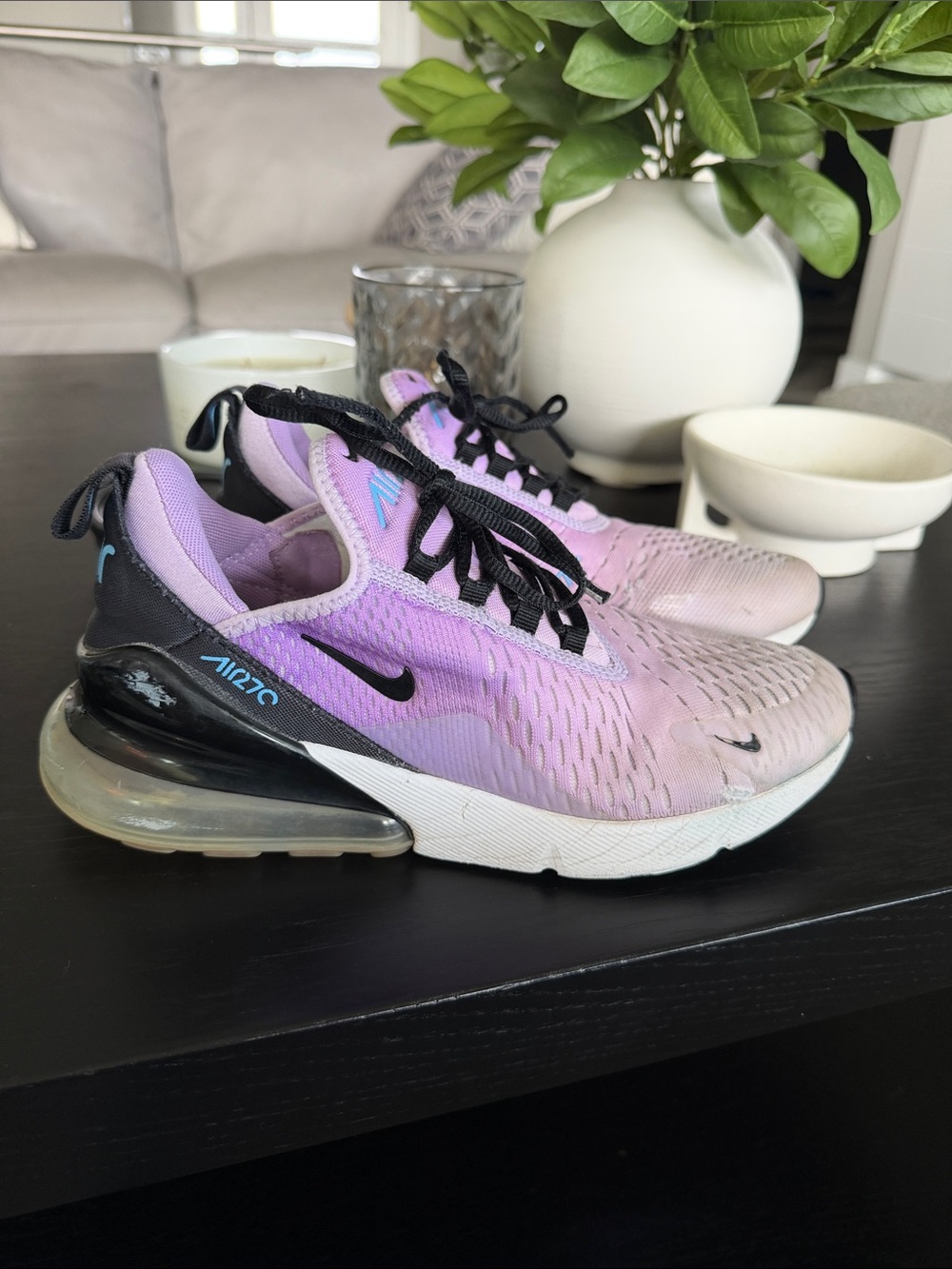 Nike Women's Purple and Black Air Max 270 Athletic Sneakers